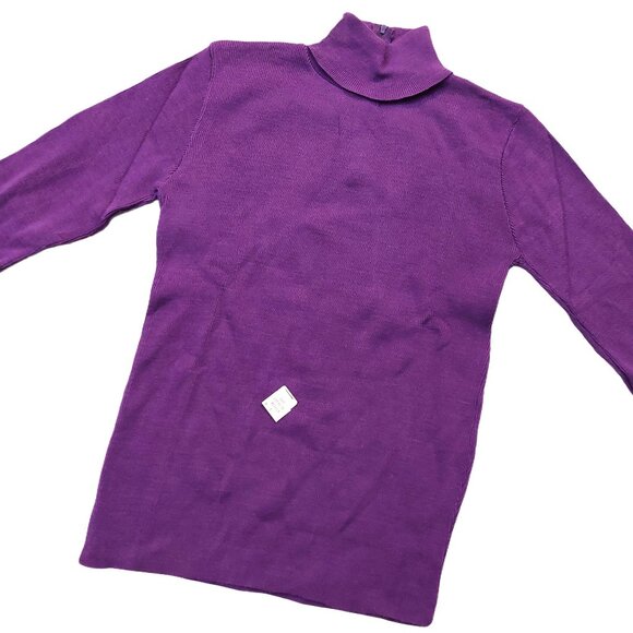 Pure Vintage 1940s-1950s Purple Long Sleeve Knit Turtleneck Sweater - Picture 4 of 11